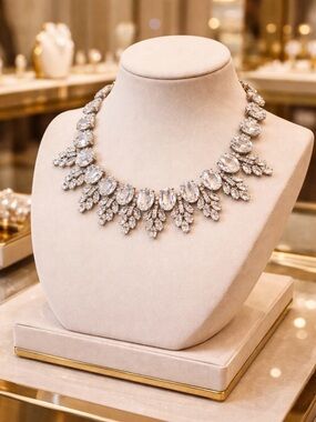 Crystal Statement Necklace in Silver